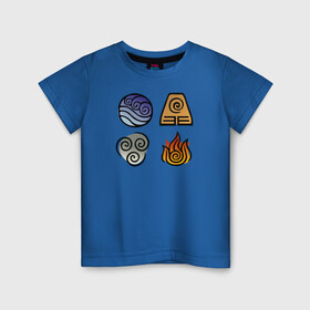 Детская футболка хлопок с принтом АВАТАР ЭЛЕМЕНТЫ в Новосибирске, 100% хлопок | круглый вырез горловины, полуприлегающий силуэт, длина до линии бедер | aang | avatar | manga | аанг | аватар | аниме | манга