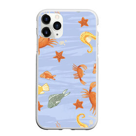 Чехол для iPhone 11 Pro матовый с принтом Морские обитатели в Новосибирске, Силикон |  | Тематика изображения на принте: арт | жёлтый | звезда | звёзды | коралл | кораллы | краб | крабы | красный | медуза | медузы | море | морская звезда | морские звёзды | морские коньки | морской конёк | песок | рисунок | рыба | рыбы