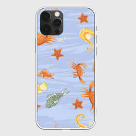 Чехол для iPhone 12 Pro Max с принтом Морские обитатели в Новосибирске, Силикон |  | Тематика изображения на принте: арт | жёлтый | звезда | звёзды | коралл | кораллы | краб | крабы | красный | медуза | медузы | море | морская звезда | морские звёзды | морские коньки | морской конёк | песок | рисунок | рыба | рыбы