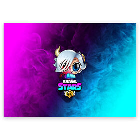 Поздравительная открытка с принтом BRAWL STARS COLETTE / КОЛЕТТ в Новосибирске, 100% бумага | плотность бумаги 280 г/м2, матовая, на обратной стороне линовка и место для марки
 | brawl | colete | colette | collete | logo | stars | бравл | бравла | браво | игра | игры | колетт | колетта | коллет | коллета | лого | логотип | символ | старс | старса