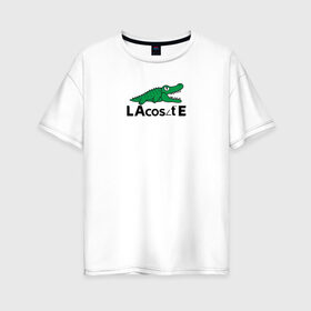 Женская футболка хлопок Oversize с принтом Крокодил в Новосибирске, 100% хлопок | свободный крой, круглый ворот, спущенный рукав, длина до линии бедер
 | cos | crocodile | аллигатор | косинус | крокодил | крокодильчик | математика | угол