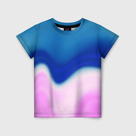 Детская футболка 3D с принтом Воздушный Крем в Новосибирске, 100% гипоаллергенный полиэфир | прямой крой, круглый вырез горловины, длина до линии бедер, чуть спущенное плечо, ткань немного тянется | blue | cream | gradient | pink | абстрактный | абстракция | вода | волны | гламур | градиент | девочкам | зефирка | краска | краски | красочный | море | мороженое | небеса | нежные | пастельные | перламутровый