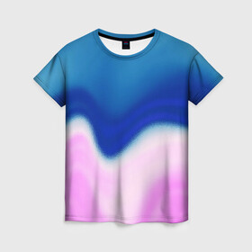 Женская футболка 3D с принтом Воздушный Крем в Новосибирске, 100% полиэфир ( синтетическое хлопкоподобное полотно) | прямой крой, круглый вырез горловины, длина до линии бедер | blue | cream | gradient | pink | абстрактный | абстракция | вода | волны | гламур | градиент | девочкам | зефирка | краска | краски | красочный | море | мороженое | небеса | нежные | пастельные | перламутровый