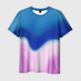 Мужская футболка 3D с принтом Воздушный Крем в Новосибирске, 100% полиэфир | прямой крой, круглый вырез горловины, длина до линии бедер | blue | cream | gradient | pink | абстрактный | абстракция | вода | волны | гламур | градиент | девочкам | зефирка | краска | краски | красочный | море | мороженое | небеса | нежные | пастельные | перламутровый