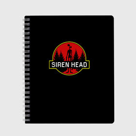 Тетрадь с принтом Siren Head в Новосибирске, 100% бумага | 48 листов, плотность листов — 60 г/м2, плотность картонной обложки — 250 г/м2. Листы скреплены сбоку удобной пружинной спиралью. Уголки страниц и обложки скругленные. Цвет линий — светло-серый
 | siren head | игра | лес | монстр | персонаж | сирена | сиреноголовый | чудовище