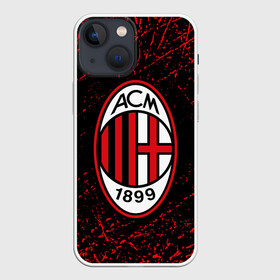 Чехол для iPhone 13 mini с принтом MILAN. в Новосибирске,  |  | ac milan | fc | football | football club | sport | итальянский футбольный клуб | милан | спорт | уефа | униформа | фирменные цвета | фк | футбол | футбольный клуб