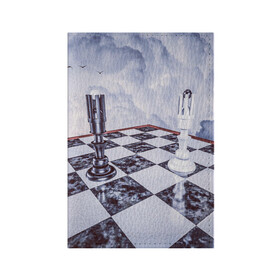 Обложка для паспорта матовая кожа с принтом Шахматы в Новосибирске, натуральная матовая кожа | размер 19,3 х 13,7 см; прозрачные пластиковые крепления | доска | игра | игровая | игры | короли | король | настольная | настольные | небеса | небо | облака | облако | спорт | туча | тучи | шахматный | шахматы
