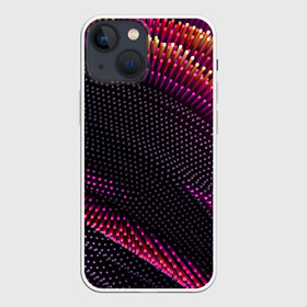 Чехол для iPhone 13 mini с принтом Aralf в Новосибирске,  |  | abstraction | convex | lines | pink | points | shapes | wavy | абстракция | волнистый | выпуклый | линии | розовый | точки | формы