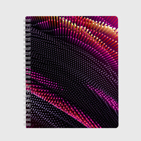 Тетрадь с принтом Aralf в Новосибирске, 100% бумага | 48 листов, плотность листов — 60 г/м2, плотность картонной обложки — 250 г/м2. Листы скреплены сбоку удобной пружинной спиралью. Уголки страниц и обложки скругленные. Цвет линий — светло-серый
 | abstraction | convex | lines | pink | points | shapes | wavy | абстракция | волнистый | выпуклый | линии | розовый | точки | формы