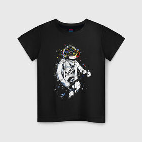 Детская футболка хлопок с принтом Cosmosrock в Новосибирске, 100% хлопок | круглый вырез горловины, полуприлегающий силуэт, длина до линии бедер | astronaut | cosmonaut | cosmos | guitar | music | rock | solo | space | star | астронавт | гитара | звезда | космонавт | космос | музыка | солист