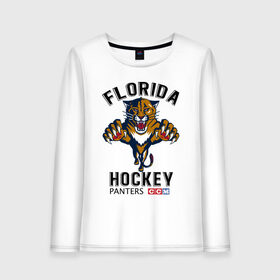 Женский лонгслив хлопок с принтом FLORIDA PANTERS NHL в Новосибирске, 100% хлопок |  | cat | florida | hockey | ice | nhl | panters | sport | usa | кошки | нхл | пантеры | спорт | сша | флорида | хоккей