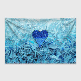 Флаг-баннер с принтом Ледяное сердце в Новосибирске, 100% полиэстер | размер 67 х 109 см, плотность ткани — 95 г/м2; по краям флага есть четыре люверса для крепления | christmas | frozen | new year | snow | winter | влюбленные | дед мороз | зима | зимний | лед | любимая жена | любовь | мама | новый год | подарок | рождество | сердечки | снег | снежинки | снежная королева | узоры