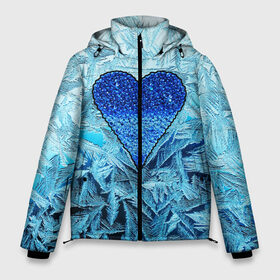 Мужская зимняя куртка 3D с принтом Ледяное сердце в Новосибирске, верх — 100% полиэстер; подкладка — 100% полиэстер; утеплитель — 100% полиэстер | длина ниже бедра, свободный силуэт Оверсайз. Есть воротник-стойка, отстегивающийся капюшон и ветрозащитная планка. 

Боковые карманы с листочкой на кнопках и внутренний карман на молнии. | Тематика изображения на принте: christmas | frozen | new year | snow | winter | влюбленные | дед мороз | зима | зимний | лед | любимая жена | любовь | мама | новый год | подарок | рождество | сердечки | снег | снежинки | снежная королева | узоры