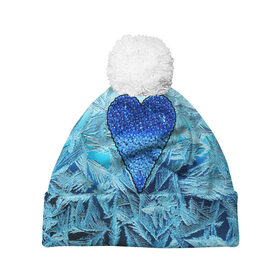 Шапка 3D c помпоном с принтом Ледяное сердце в Новосибирске, 100% полиэстер | универсальный размер, печать по всей поверхности изделия | christmas | frozen | new year | snow | winter | влюбленные | дед мороз | зима | зимний | лед | любимая жена | любовь | мама | новый год | подарок | рождество | сердечки | снег | снежинки | снежная королева | узоры