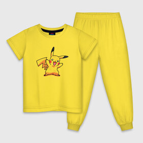Детская пижама хлопок с принтом Pikachu из меха в Новосибирске, 100% хлопок |  брюки и футболка прямого кроя, без карманов, на брюках мягкая резинка на поясе и по низу штанин
 | pikachu | pokemon | pokemongo | аниме | детективпикачу | пикачу | покемон | покемонпикачу | покемоны