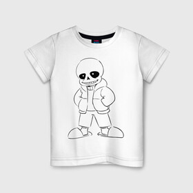 Детская футболка хлопок с принтом UNDERTALE РАСКРАСКА в Новосибирске, 100% хлопок | круглый вырез горловины, полуприлегающий силуэт, длина до линии бедер | sans | undertale | андертале | андертейл | игра | подземная история | подземная сказка | раскраска | санс | ундертале
