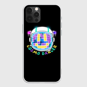 Чехол для iPhone 12 Pro с принтом Cosmo Dancer в Новосибирске, силикон | область печати: задняя сторона чехла, без боковых панелей | Тематика изображения на принте: space | космический | космонавт | космос | неон | разноцветный | танцы