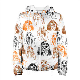 Женская куртка 3D с принтом Миленькие собачки в Новосибирске, ткань верха — 100% полиэстер, подклад — флис | прямой крой, подол и капюшон оформлены резинкой с фиксаторами, два кармана без застежек по бокам, один большой потайной карман на груди. Карман на груди застегивается на липучку | милые собачки | нарисованные собачки | пес | песик | собака | собаки