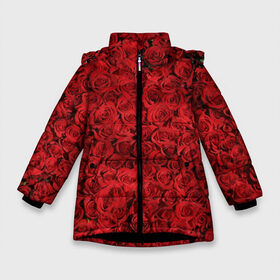Зимняя куртка для девочек 3D с принтом Roses в Новосибирске, ткань верха — 100% полиэстер; подклад — 100% полиэстер, утеплитель — 100% полиэстер. | длина ниже бедра, удлиненная спинка, воротник стойка и отстегивающийся капюшон. Есть боковые карманы с листочкой на кнопках, утяжки по низу изделия и внутренний карман на молнии. 

Предусмотрены светоотражающий принт на спинке, радужный светоотражающий элемент на пуллере молнии и на резинке для утяжки. | алые розы | весна | деревья | касные розы | красная роза | красный цветок | лепестки | лес | лето | листья | май | милион алых роз | на каждый день | осень | поле | роза | розы | солнце | тропики | флора