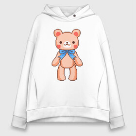 Женское худи Oversize хлопок с принтом Pixel Bear в Новосибирске, френч-терри — 70% хлопок, 30% полиэстер. Мягкий теплый начес внутри —100% хлопок | боковые карманы, эластичные манжеты и нижняя кромка, капюшон на магнитной кнопке | bear | pixel | pixel bear | медведь | милый медведь | милый мишка | мишка | пиксельный медведь | пиксельный плюшевый мишка | плюшевый медведь | плюшевый мишка