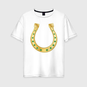 Женская футболка хлопок Oversize с принтом Подкова в Новосибирске, 100% хлопок | свободный крой, круглый ворот, спущенный рукав, длина до линии бедер
 | подкова | подковы | рисунки | рисунок | символ | удача | удачи