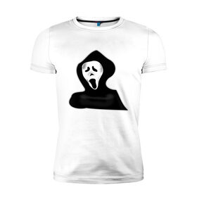 Мужская футболка хлопок Slim с принтом Крик в Новосибирске, 92% хлопок, 8% лайкра | приталенный силуэт, круглый вырез ворота, длина до линии бедра, короткий рукав | жнец | жнецы | крик | приведение | приведения | призрак | призраки | ужас | хэллоуин