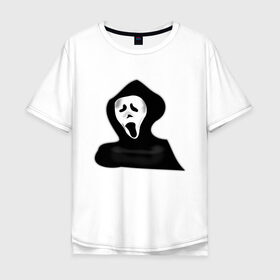 Мужская футболка хлопок Oversize с принтом Крик в Новосибирске, 100% хлопок | свободный крой, круглый ворот, “спинка” длиннее передней части | жнец | жнецы | крик | приведение | приведения | призрак | призраки | ужас | хэллоуин