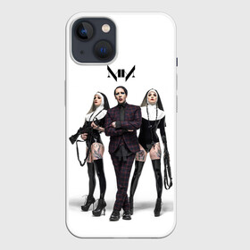 Чехол для iPhone 13 с принтом Marilyn Manson в Новосибирске,  |  | art | logo | manson | marilyn | rock | usa | великий | лого | логотип | мэнсон | мэрилин | рок | ужасный