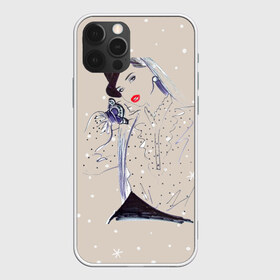 Чехол для iPhone 12 Pro Max с принтом Девушка в Новосибирске, Силикон |  | бежевый | гламур | девушка | звезда | красивая | мода | снежинка | фэшн