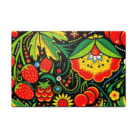 Пазл магнитный 126 элементов с принтом Хохлома в Новосибирске, полимерный материал с магнитным слоем | 126 деталей, размер изделия —  180*270 мм | Тематика изображения на принте: арт | вектор | желтый | зеленый | золотой | клубника | клюква | красный | малина | народный рисунок | рисунок | хохлома | цветок | цветы | чёрный | ягода | ягоды
