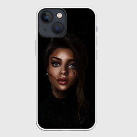 Чехол для iPhone 13 mini с принтом Girl DARK в Новосибирске,  |  | dark | girl | девушка | звезда | инсомния | тату | татуировка