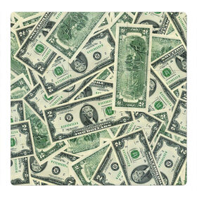 Магнитный плакат 3Х3 с принтом Доллар в Новосибирске, Полимерный материал с магнитным слоем | 9 деталей размером 9*9 см | Тематика изображения на принте: 100 долларов | арт | банкноты | валюта | деньги | доллар | зеленый | рисунок | сто | сто долларов