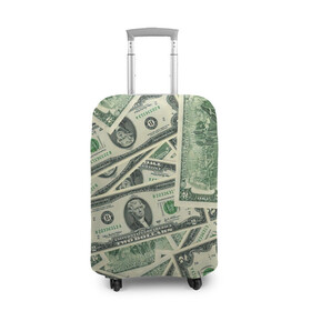 Чехол для чемодана 3D с принтом Доллар в Новосибирске, 86% полиэфир, 14% спандекс | двустороннее нанесение принта, прорези для ручек и колес | 100 долларов | арт | банкноты | валюта | деньги | доллар | зеленый | рисунок | сто | сто долларов