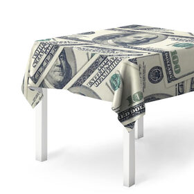 Скатерть 3D с принтом Доллары в Новосибирске, 100% полиэстер (ткань не мнется и не растягивается) | Размер: 150*150 см | 100 долларов | арт | банкноты | валюта | деньги | доллары | зеленый | зелень | сто | сто долларов