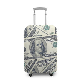 Чехол для чемодана 3D с принтом Доллары в Новосибирске, 86% полиэфир, 14% спандекс | двустороннее нанесение принта, прорези для ручек и колес | 100 долларов | арт | банкноты | валюта | деньги | доллары | зеленый | зелень | сто | сто долларов