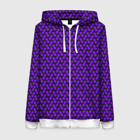 Женская толстовка 3D на молнии с принтом Dorri в Новосибирске, 100% полиэстер | длина до линии бедра, манжеты и пояс оформлены мягкой тканевой резинкой, двухслойный капюшон со шнурком для регулировки, спереди молния, по бокам два кармана | abstraction | pattern | purple | shapes | абстракция | паттерн | фиолетовый | формы