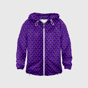 Детская ветровка 3D с принтом Dorri в Новосибирске, 100% полиэстер | подол и капюшон оформлены резинкой с фиксаторами, по бокам два кармана без застежек, один потайной карман на груди | Тематика изображения на принте: abstraction | pattern | purple | shapes | абстракция | паттерн | фиолетовый | формы