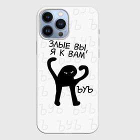 Чехол для iPhone 13 Pro Max с принтом ЪУЪ ЗЛЫЕ ВЫ, Я К ВАМ в Новосибирске,  |  | cat | mem | memes | злой | интернет | кот | мем | мем кот | приколы | съука | ъуъ | ъуъ съука