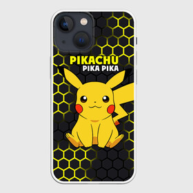 Чехол для iPhone 13 mini с принтом Pikachu Pika Pika в Новосибирске,  |  | pika | pikachu | аниме | детская | детям | игры | молния | мышка | мышь | пика | пикачу | покемон | покемоны | соты