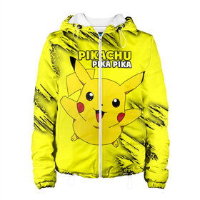 Женская куртка 3D с принтом Pikachu Pika Pika в Новосибирске, ткань верха — 100% полиэстер, подклад — флис | прямой крой, подол и капюшон оформлены резинкой с фиксаторами, два кармана без застежек по бокам, один большой потайной карман на груди. Карман на груди застегивается на липучку | pika | pikachu | аниме | детская | детям | игры | молния | мышка | мышь | пика | пикачу | покемон | покемоны