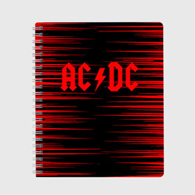 Тетрадь с принтом AC DC в Новосибирске, 100% бумага | 48 листов, плотность листов — 60 г/м2, плотность картонной обложки — 250 г/м2. Листы скреплены сбоку удобной пружинной спиралью. Уголки страниц и обложки скругленные. Цвет линий — светло-серый
 | ac dc | music | rock | австралийская рок группа | ас дс | асдс | блюз рок | музыка | переменный ток постоянный ток | рок | рок н ролл | хард рок | эй си ди си