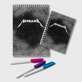 Блокнот с принтом Metallica в Новосибирске, 100% бумага | 48 листов, плотность листов — 60 г/м2, плотность картонной обложки — 250 г/м2. Листы скреплены удобной пружинной спиралью. Цвет линий — светло-серый
 | Тематика изображения на принте: metallica | music | rock | американская рок группа | метал группа | металлика | музыка | рок | рок группа | трэш метал | хеви метал