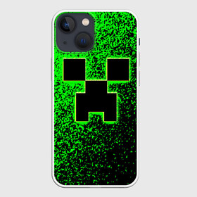 Чехол для iPhone 13 mini с принтом MINECRAFT в Новосибирске,  |  | creeper | game | minecraft | блоки | игра | квадраты | компьютерная | крипер | криппер | майнкрафт | огонь