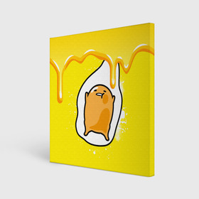 Холст квадратный с принтом Gudetama в Новосибирске, 100% ПВХ |  | gudetama | анимешное яйцо | гудетама | желток | стекающее яйцо | яичница