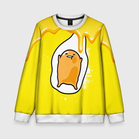 Детский свитшот 3D с принтом Gudetama в Новосибирске, 100% полиэстер | свободная посадка, прямой крой, мягкая тканевая резинка на рукавах и понизу свитшота | gudetama | анимешное яйцо | гудетама | желток | стекающее яйцо | яичница