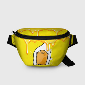 Поясная сумка 3D с принтом Gudetama в Новосибирске, 100% полиэстер | плотная ткань, ремень с регулируемой длиной, внутри несколько карманов для мелочей, основное отделение и карман с обратной стороны сумки застегиваются на молнию | gudetama | анимешное яйцо | гудетама | желток | стекающее яйцо | яичница