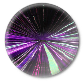 Значок с принтом Rollo в Новосибирске,  металл | круглая форма, металлическая застежка в виде булавки | abstraction | blur | immersion | light | lines | long exposure | purple | абстракция | длинная выдержка | линии | погружение | размытость | свет | фиолетовый