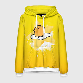 Мужская толстовка 3D с принтом Gudetama в Новосибирске, 100% полиэстер | двухслойный капюшон со шнурком для регулировки, мягкие манжеты на рукавах и по низу толстовки, спереди карман-кенгуру с мягким внутренним слоем. | Тематика изображения на принте: gudetama | анимешное яйцо | гудетама | желток | стекающее яйцо | яичница