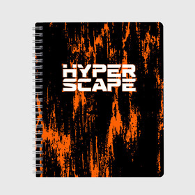 Тетрадь с принтом Hyper Scape в Новосибирске, 100% бумага | 48 листов, плотность листов — 60 г/м2, плотность картонной обложки — 250 г/м2. Листы скреплены сбоку удобной пружинной спиралью. Уголки страниц и обложки скругленные. Цвет линий — светло-серый
 | esport | games | hyper scape | twitch | игроки | игролюбители | игроманы | игры | киберспорт | королевская битва | корона | твич | хупер скайп | хупер скайпе