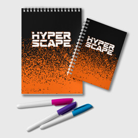 Блокнот с принтом Hyper Scape в Новосибирске, 100% бумага | 48 листов, плотность листов — 60 г/м2, плотность картонной обложки — 250 г/м2. Листы скреплены удобной пружинной спиралью. Цвет линий — светло-серый
 | esport | games | hyper scape | twitch | игроки | игролюбители | игроманы | игры | киберспорт | королевская битва | корона | твич | хупер скайп | хупер скайпе